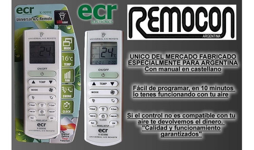 Control Remoto Universal Ecr K9099 Aire Acond Mercadoenvios
