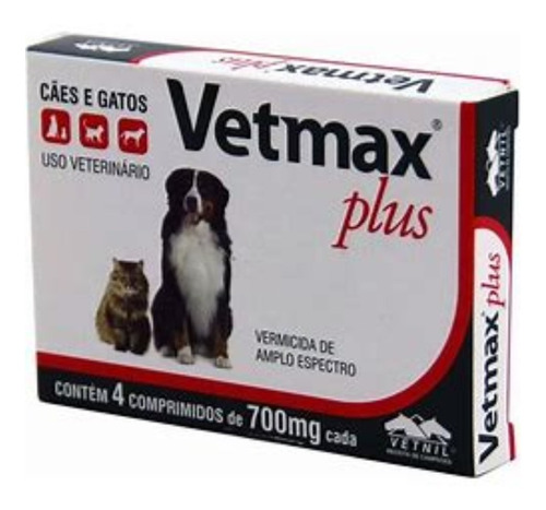 Vetmax Plus Vermifugo 4 Comprimidos 700mg - Vetnil