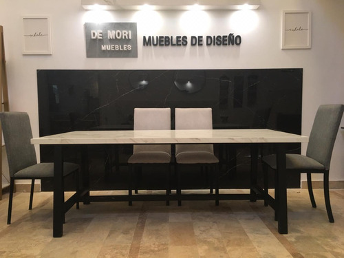 Mesa  Comedor 200x100cm Neolith Calacata 6 Mm  Base Hierro