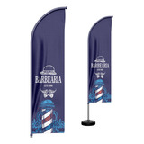 Wind Banner Barbearia Bandeira Dupla Face Kit Completo 2,5mt