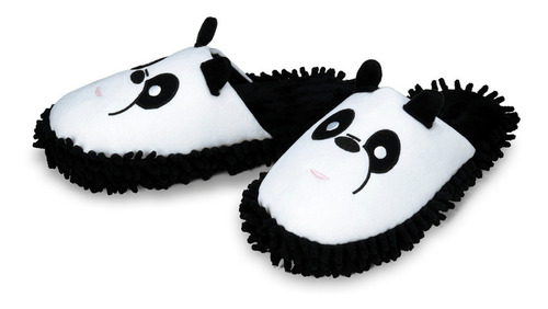 Chinelo Pantufa Panda Preto E Branco Infantil Feminino