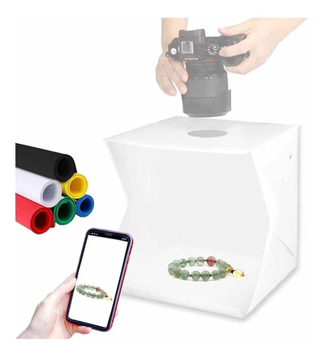 Caja De Luz Mini Estudio Fotográfico Plegable 21cm Led