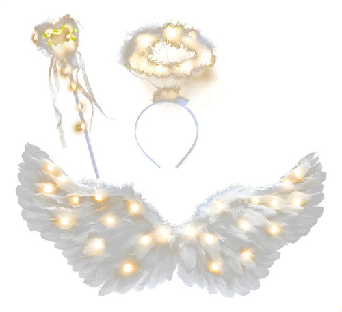 Disfraz De Cosplay De Ángel Place Wings + Halo + Staff