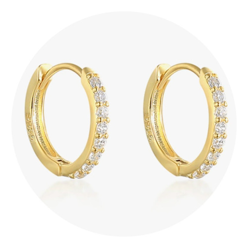 Aros Argolla Dorados, Chicos 9mm Con Diamantes Bebé 