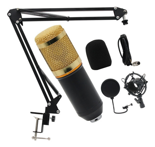 Microfone Condensador Pop Filter Aranha Com Braço Articulado