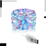 Serie Luces De Hadas Tira Rgb Alambre 100 Led Usb Sumergible