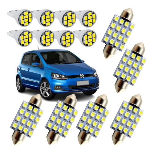 Lampadas Automotiva Leds Fox Kit Farolete Teto Placa Ré