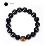 Pulsera De Cuencas De Piedra Natural Obsidiana, Ojo De Tigre