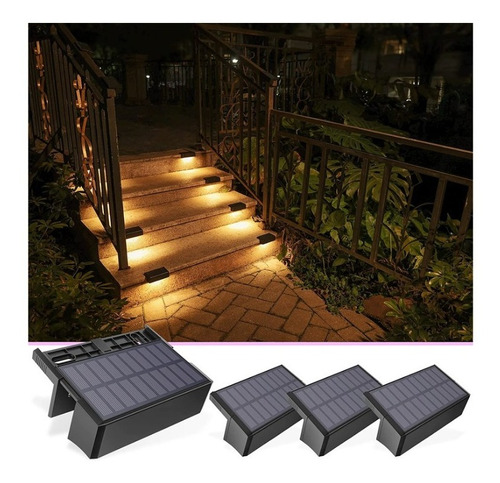 Pack X 4 Luces Led Solar Perfiladas Aplique Luz Calida Rgb