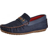 Sapato Mocassim Infantil Menino Social Leve Macio Cor Jeans