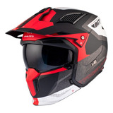 Casco Moto Abierto Mt Streetfighter Totem B15 Rojo Mate