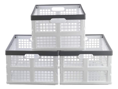 Waikhomes Cesta Plegable De 30 L, Juego De 3 Cajas Apilable.