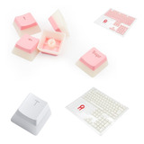 Kit Keycaps Redragon Scarab A130 -blanco Y Rosa- Español Lat