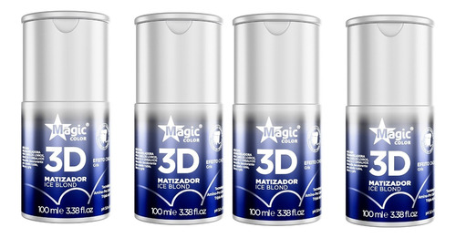 Kit Com 4 Matizador Magic Color Ice Blond 100ml - Cinza 3d