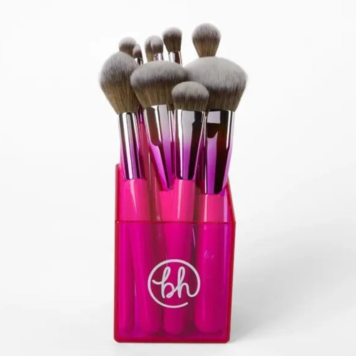 Set 10 Brochas + Soporte Rosa Bh Cosmetics Original-festival