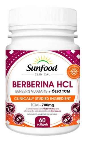 Berberina Hcl + Óleo Tcm 700mg 60 Softgels Sunfood Clinical