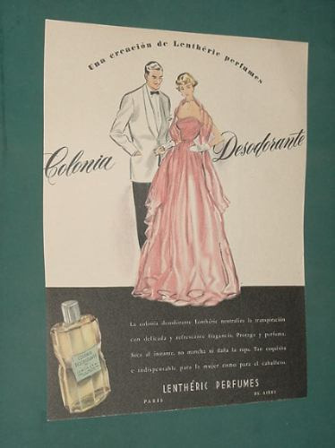 Publicidad Colonia Desodorante Lentheric Perfumes No Mancha