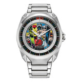 Reloj Citizen Eco Drive Marvel Avenger Aw2080-64w E-watch Color De La Correa Plateado