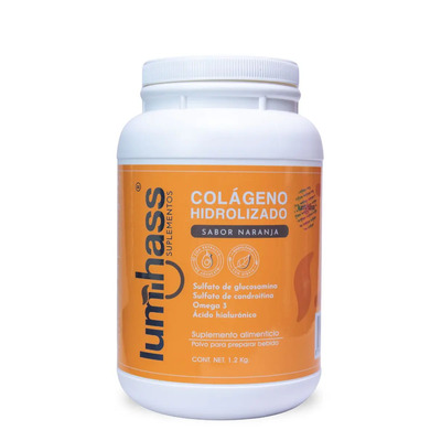 Colágeno Lumihass Sabor Naranja 1.2 Kg I 48 Porciones I Adicionado Con Omega 3 + Extracto De Aguacate + Magnesio + Acido Hialuronico + Glucosamina + Condroitina I Piel, Cabello Y Articulaciones | Meses sin interés