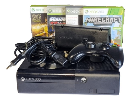 Xbox 360 Super Slim 4 Gb + 5 Jogos Originais Completo Pouco Uso 