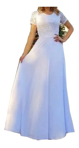 Vestido Noiva Longo  Rodado Com Manga  Casamento Civil #851
