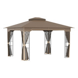 Carpa Toldo Aire Libre Patio 10x12 Cortinas Sombreadas Cafe