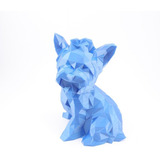 Yorkshire Cachorro Decorativo Decoração 15cm De Altura Azul
