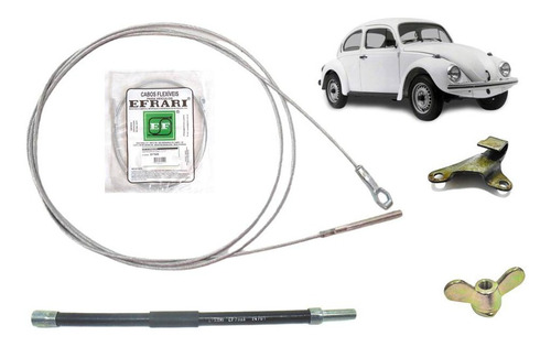 Kit Cabo + Flexivel + Suporte + Porca Embreagem Fusca