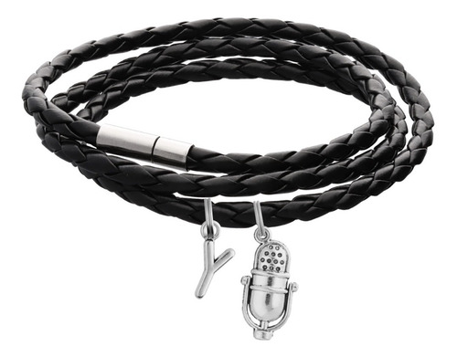 Pulsera Micrófono Brazalete Dije Locutor Letra Inicial Moda