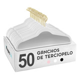 50 Ganchos Para Ropa Terciopelo Antideslizante Premium Color Blanco