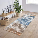 Passadeira Sala Veludo Tie Dye Cople 250x60 Antiderrapante