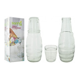 Pack 6 Botellas De Agua Con Vaso De Vidrio 1000cc