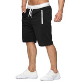 Shorts Deportivos Pantalones Negros De Hombre Con Cordones
