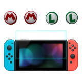 4 Grips/caps Diseño Mario+ Vidrio Compatible Nintendo Switch