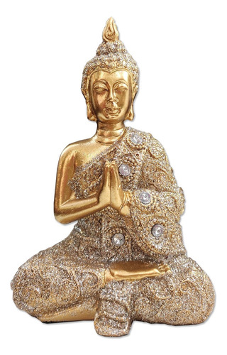  Estatua Buda Hindu Dourado Sentado - Decoração Namastê 13cm