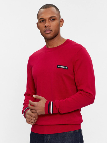 Sweater Global Stripe Con Logo Rojo Tommy Hilfiger