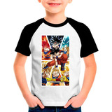 Camiseta Raglan Desenho Dragon Ball Z Moleton Infantil43