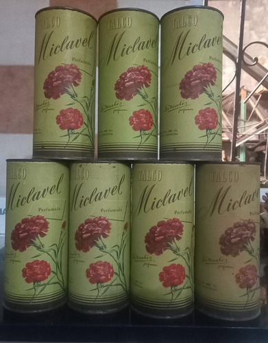 7 Antiguas Latas De Talco Miclavel Perfumado De 500 Gramos