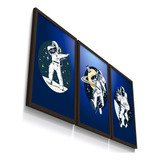 Quadro Decorativo Astronauta Espaco Lua Sala Quarto Moldura