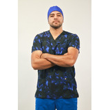 Polera Clínica Hombre Paint Azul Rey Uniforme Sami