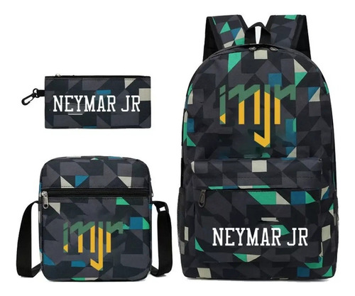 Mochila Neymar Tamanho 10 Conjunto De 3 Mochilas, Estojo E