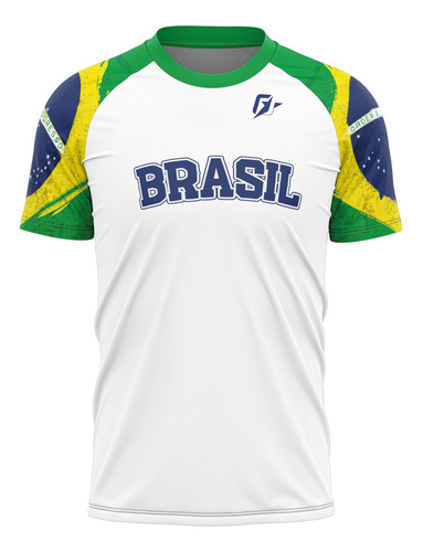 Camiseta Filtro Uv Brasil Bandeira Overfame Branco