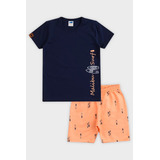 Conjunto Roupa Infantil Menino Camisa Gola Redonda Dia A Dia