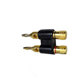 Plug Doble Banana Negro C/ Conectores Oro Radox 705-736