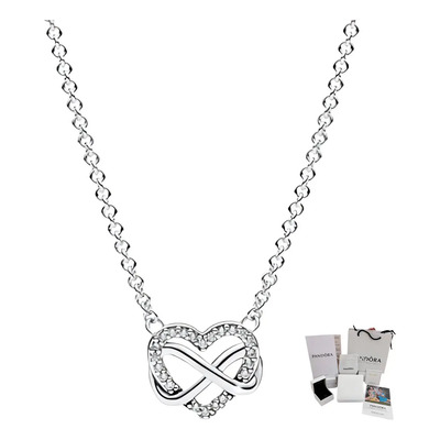 Collar Corazon Infinito Pandora Plata 925 + Kit De Color Plateado | Meses sin interés