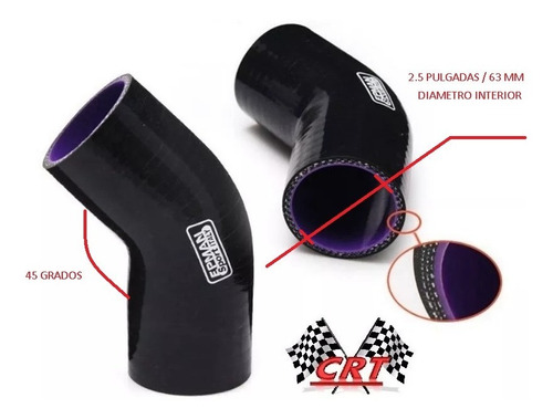 Cople Turbo Intercooler Silicon 45 Grados  60 Mm