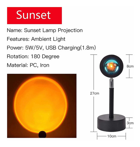 Proyector De Luces Nocturnas Arcoíris Y Puesta De Sol