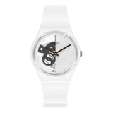 Reloj Swatch Live Time White So31w101 Color De La Correa Blanco Color Del Fondo Semitransparente