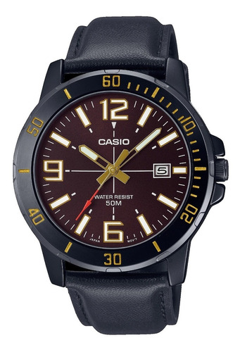 Reloj Casio De  Hombre Cuero Mtp-vd01bl Garantía Oficial 