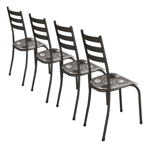 Conjunto Kit 4 Cadeiras Metal Aço Cozinha Jantar Almofadada
